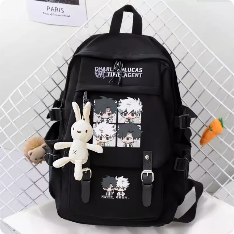 

Anime Time Agent Lucas Charles Cartoon Bag Women Man Fashion Leisure Belt Teenagers Student Backpack Handbag B468