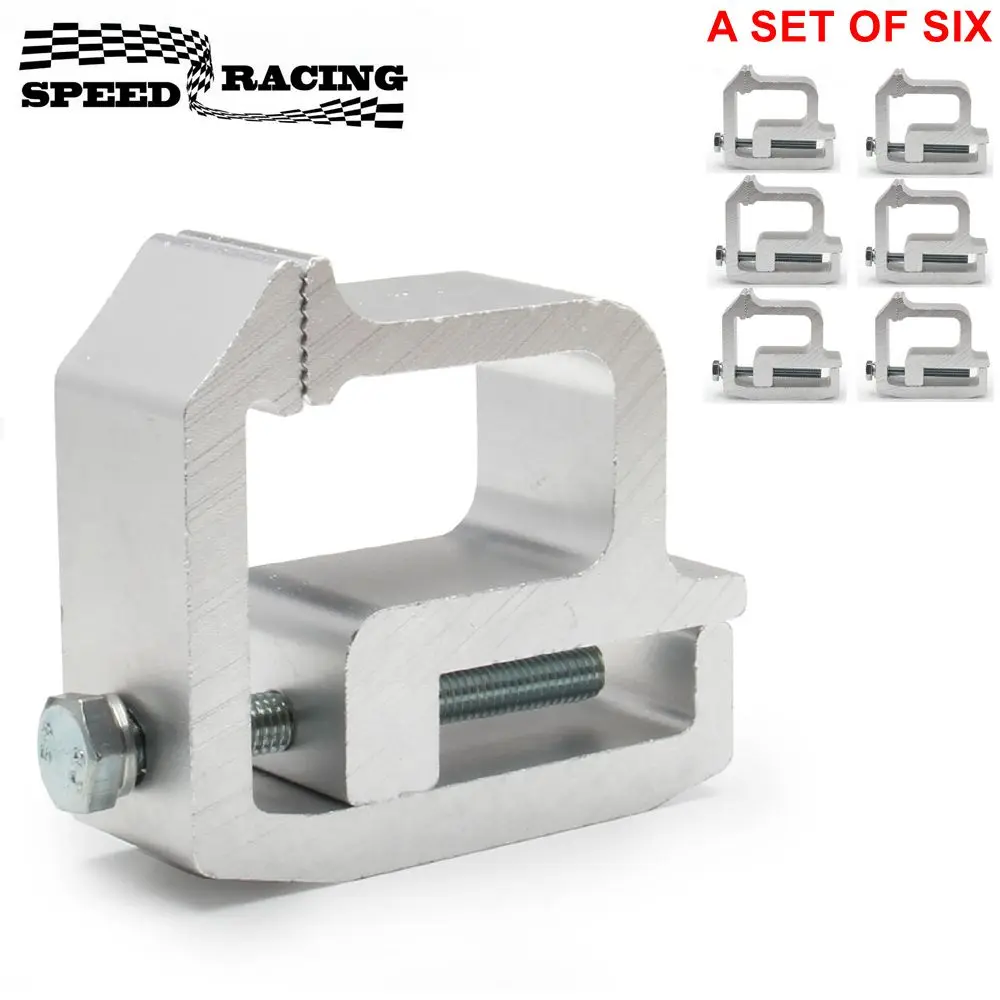 

ABN Truck Topper Clamps - 6 Pack Truck Cap Mounting Clamps Adjustable Silver for Truck Canopy Brackets and Truck Bed Rack