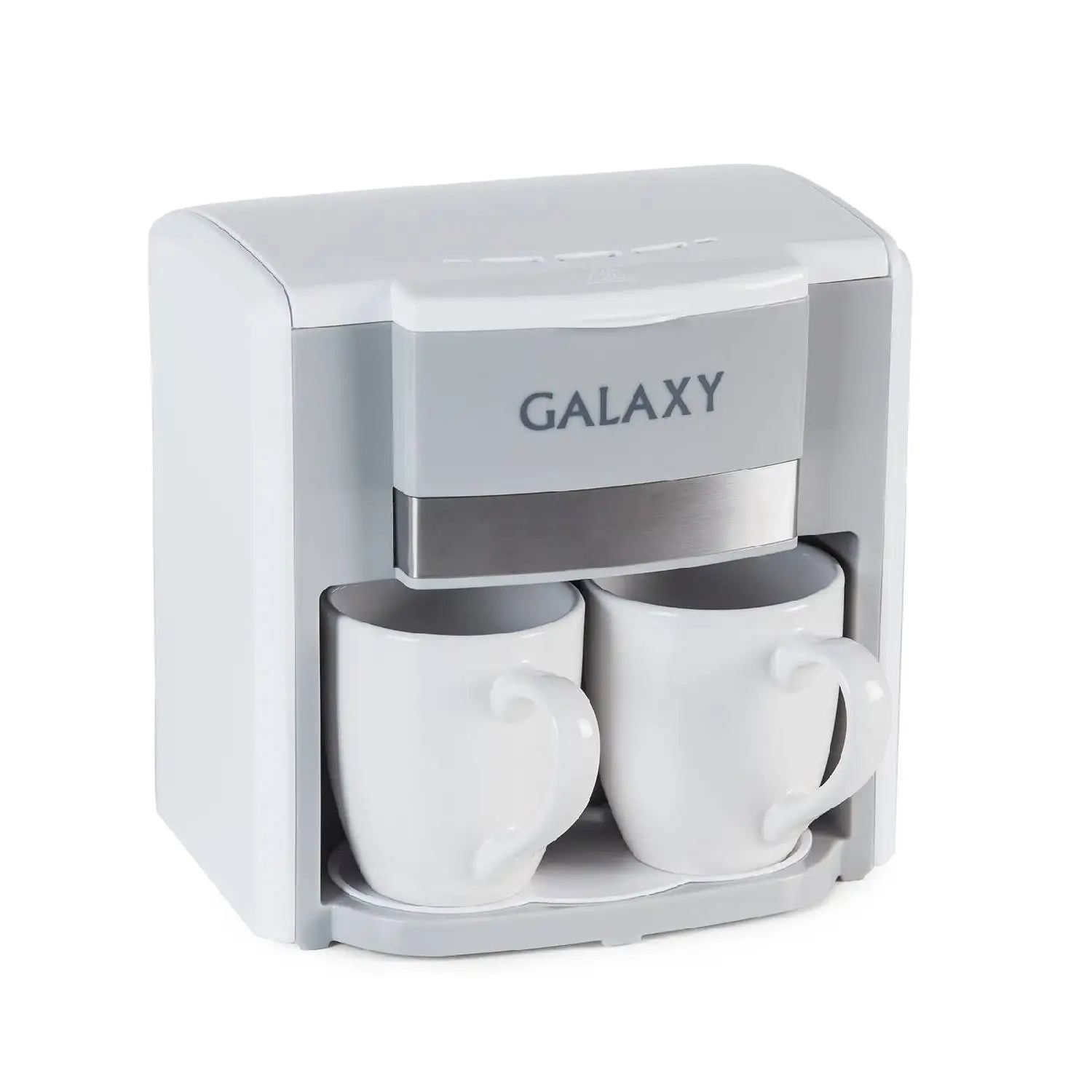 Кофеварка Galaxy GL 0708 БЕЛАЯ (Объем 0.3 л, мощность 750 Вт, съемный фильтр, 2 керамические чашки и мерная ложка в комплекте)
