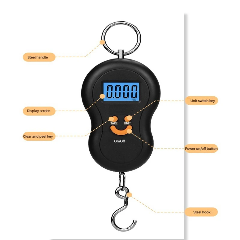 Electronic 50Kg 10g Hanging Scale LCD Kitchen Digital Scale BackLight Fishing Weights Pocket Travel Luggage Scales