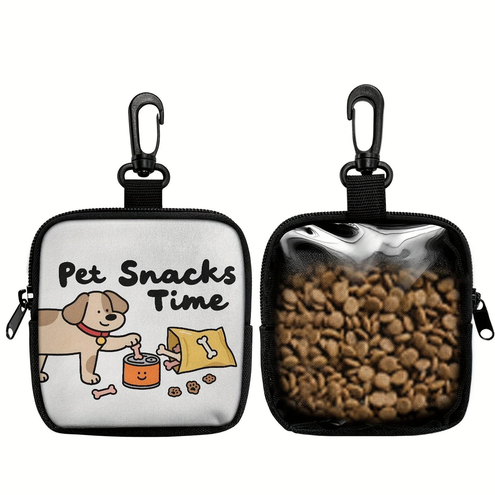 1pc Dog Print Dog Treat Bag with Hook and Zipper - Pet Training Set, Puppy Pet Training Walking Bag, Dog Training Accessories