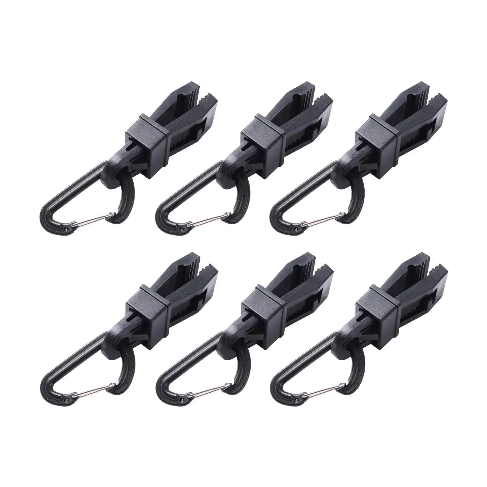 6Pcs Tent Awning Fixing Clamp Grip with Carabiner Hook Windproof Tarp Clamps for Tarps Car Cover Canvas Swimming Pool Covers