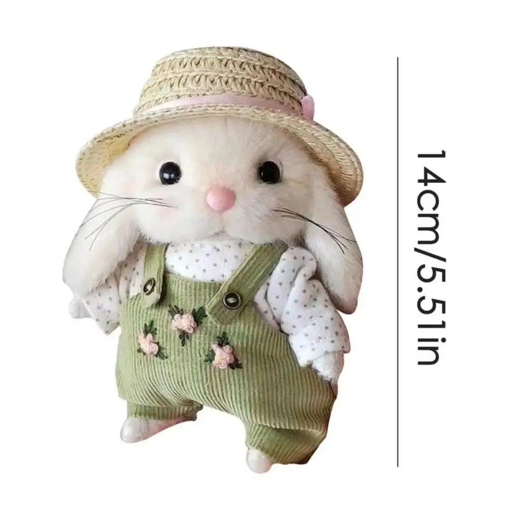 Plush Stuffed Garden Bunny Plush Toys Clothes and Hats Charms Gardener Little Rabbit Doll 14cm Cartoon Rabbit Plush Doll
