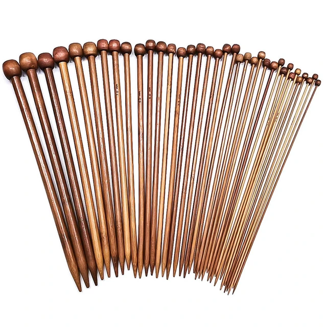 QJH brand New 36Pcs /Set 18sizes Carbonized Bamboo Knitting Needles Single  Pointed Smooth Crochet tool sets 2.0mm-10.0mm 36cm - AliExpress