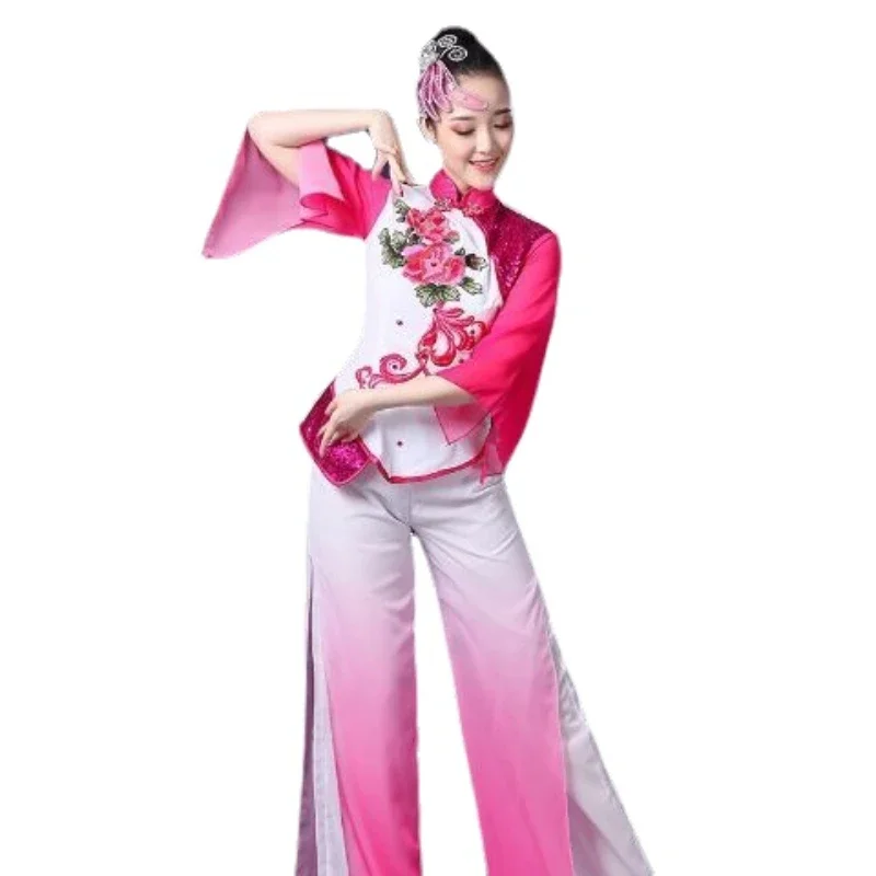 Classical Dance Yangko Clothing Female Adult Fan Dance Performance Clothing National Hanfu Dress Ancient Modern Wear