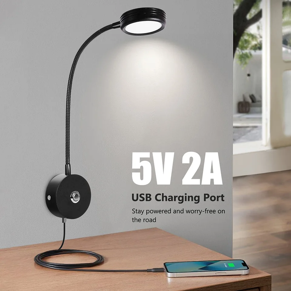 Lampada LED 12V 24V Dimmerabile per Camper Barca con Presa USB-C Lampada LED 12V 24V Dimmerabile per Camper Barca con Presa USB-C