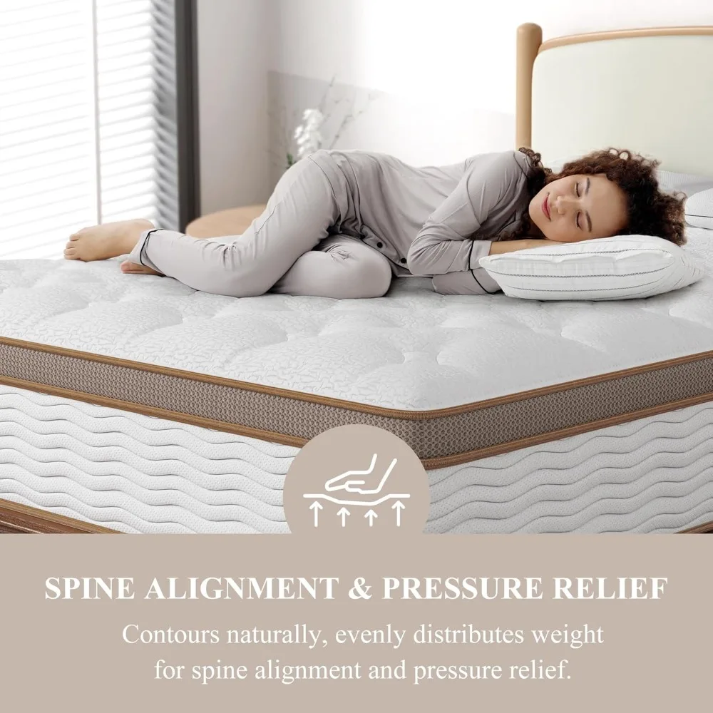 Queen Mattress, 6-Layer Design for Back Pain Relief, Bed in Box, Fiberglass Free, CertiPUR-US Certified, 14 Inch Plush Mattress