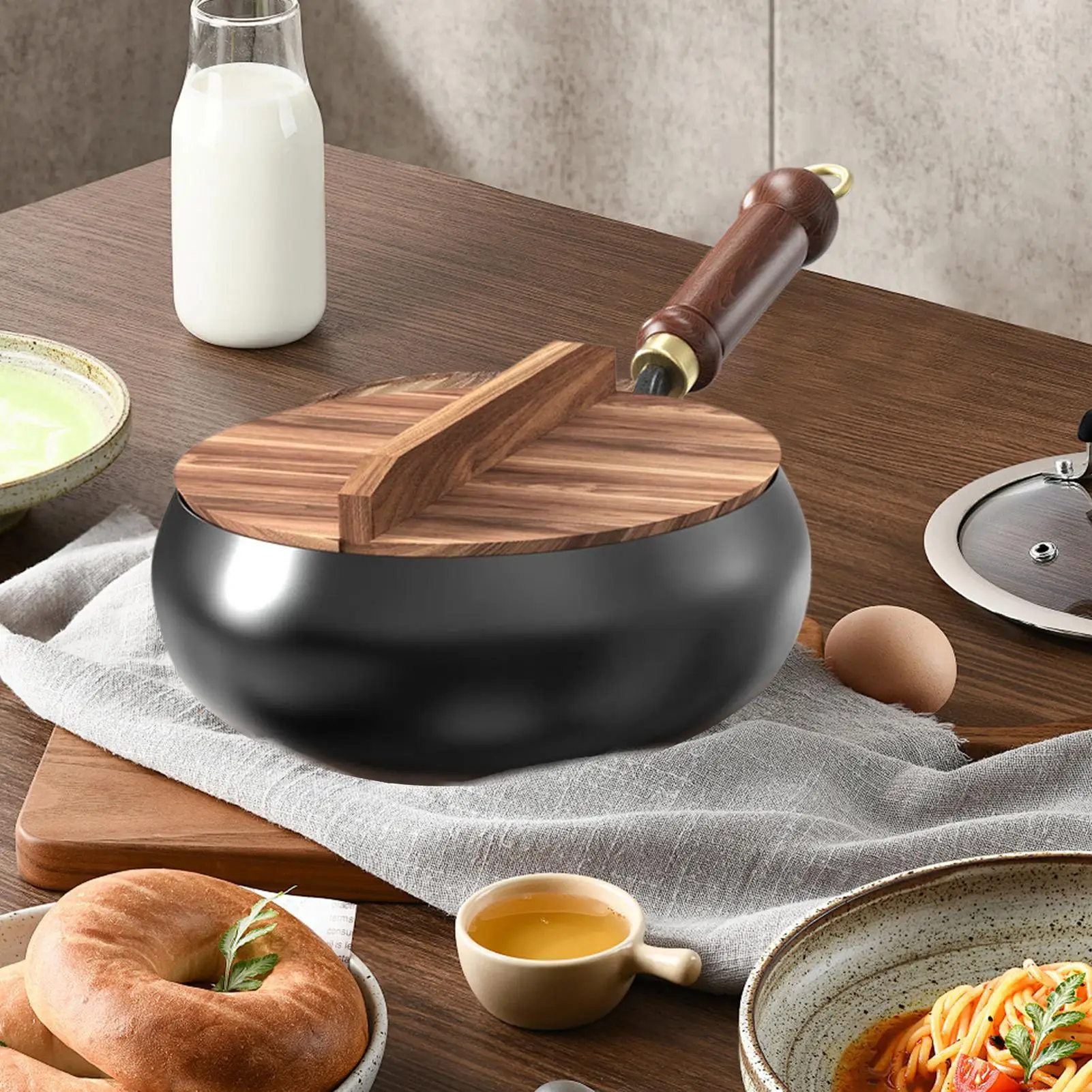 New Traditional Household Large-bellied Stew Pot, Non-stick Soup Pot, Induction Cooker, Uncoated Smooth Iron Pot, 24cm diameter