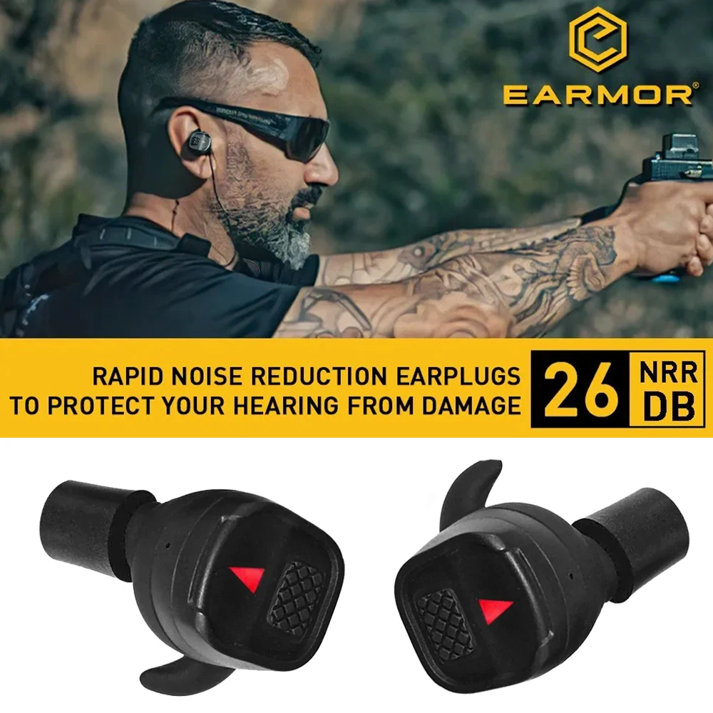 

Earmor M20T bluetooth tactical headset electronic anti-noise earplugs noise-cancelling for shooting hearing protection (Black)