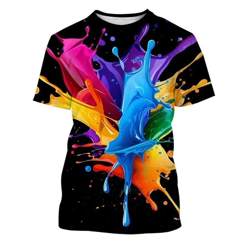 Colorful Paint Pattern T-shirt And Casual Shorts Set For Men_voghion.com