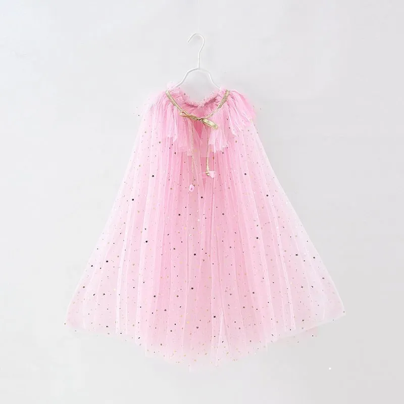 Costume da ragazza per bambini vestito elegante Cape Kids Christmas Halloween Party Supply Girl Tulle mantello Elsa Rapunzel accessorio Cosplay