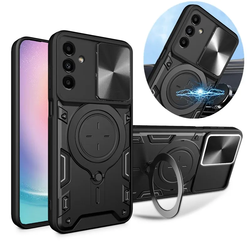 Für Samsung Galaxy A14 A24 A34 A54 Fall Magnetische Halter Ring Stoßfest Rüstung Fällen Für Galaxy A04S Slide Kamera Objektiv zurück Abdeckung_voghion.com