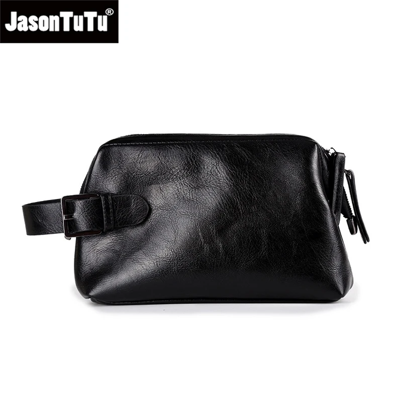 

JASONTUTU Casual men's grab bag Portable soft leather bag Korean version Trendy men's bag Multi-functional phone bag