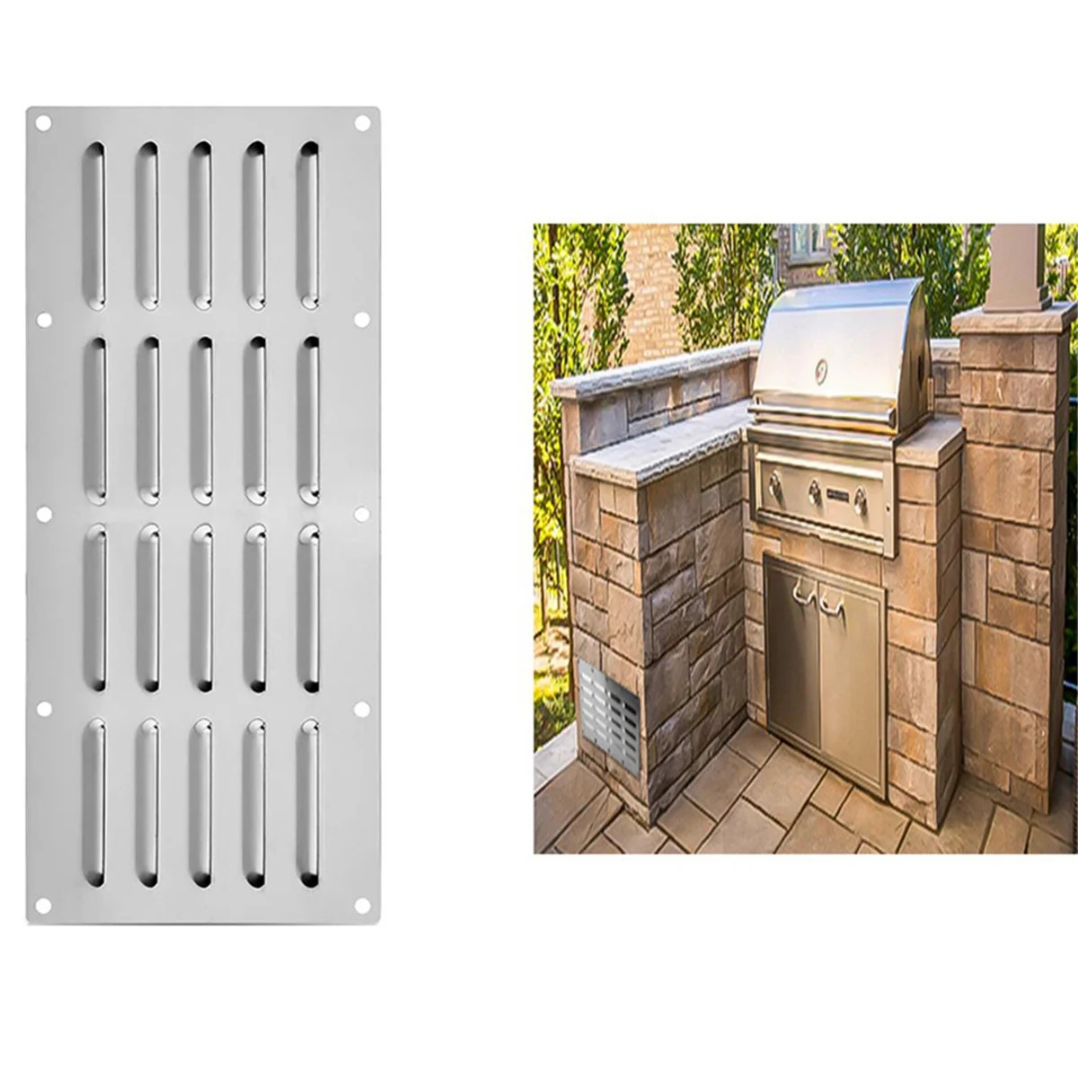 BAAU 2pcs Stainless Steel Ventilation Panel for Barbecue Accessories Stainless Steel Ventilation Cover Barbecue Vents