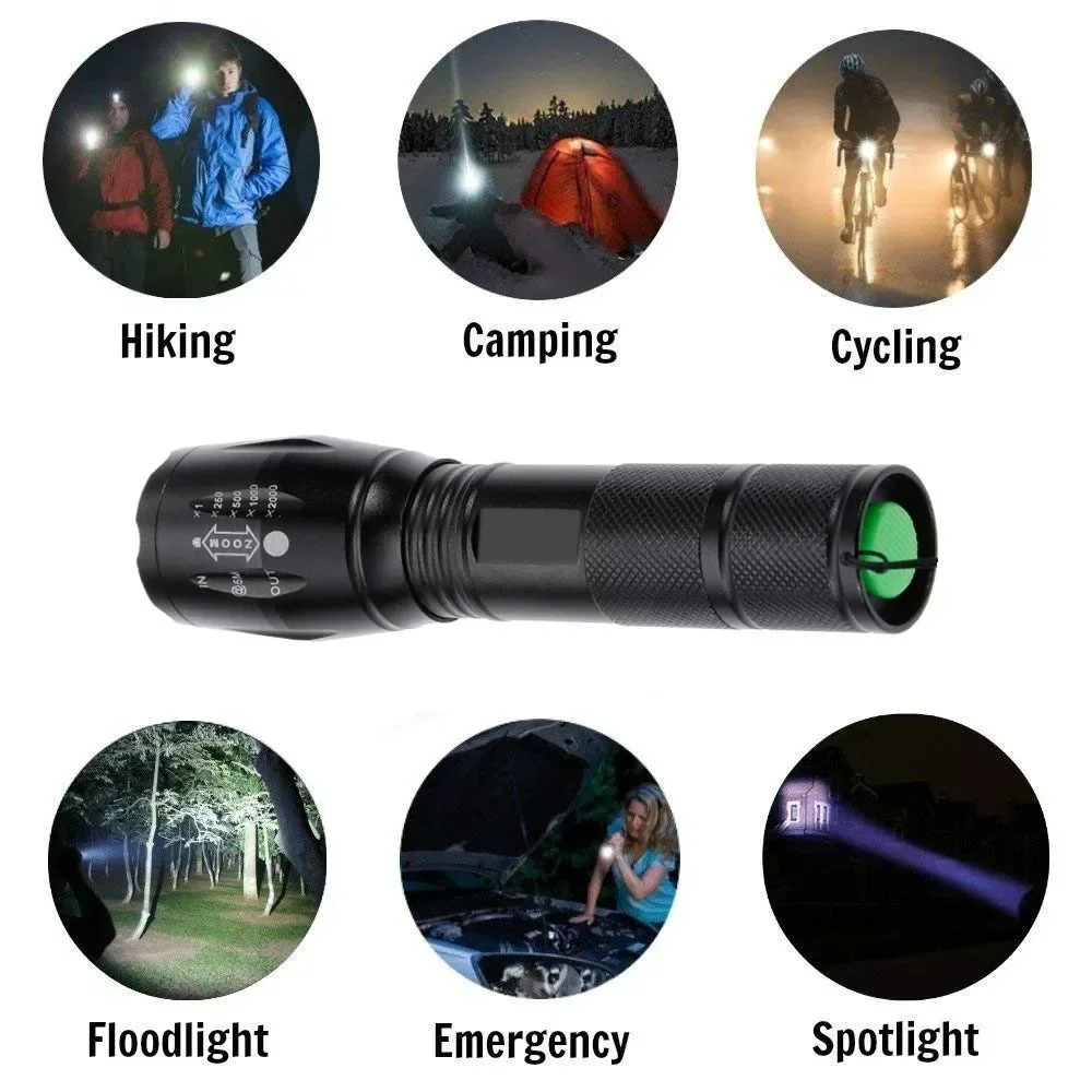 1/2 Pack Rechargeable LED Flashlight, Zoomable Flashlights Al Alloy Portable Handheld Flashlights with 5 Modes,Waterproof