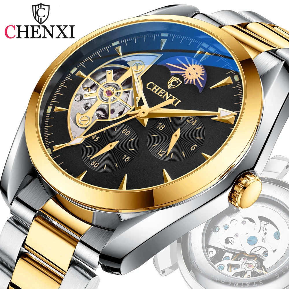 Chenxi Mens Watches Luxury Tourbillon Design Automatic Mechanical Watch