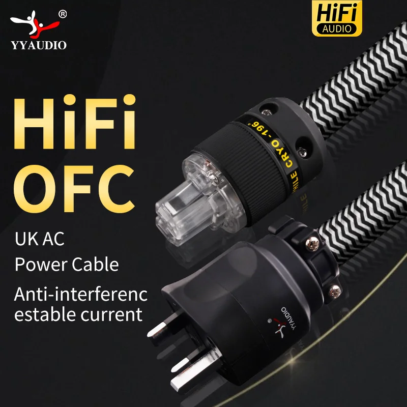 

Hi-End HiFi Audio Power Cable OFC Pure Copper Rhodium Plated UK IEC AC Female Male Power Plug Power Cable Cord Wire