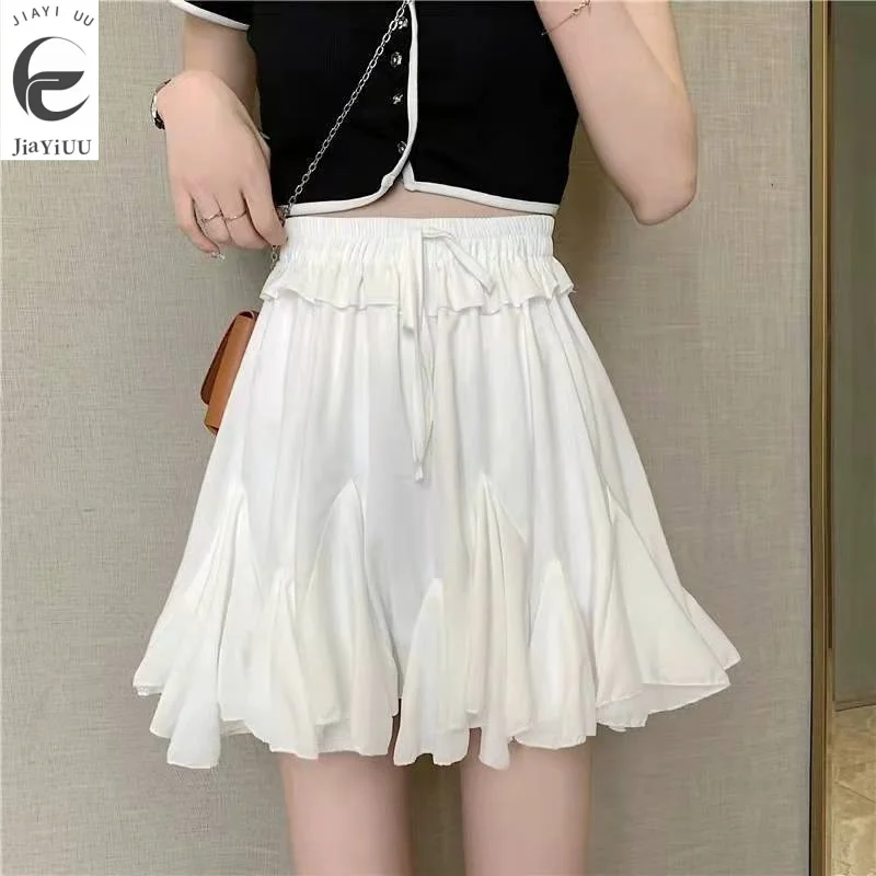 

Female Spring/Summer Mid Body High Waist Wrapped Hip A Small Figure New Unique Fluffy Pleated Skirt