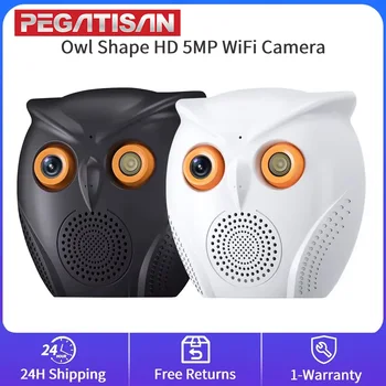 PEGATISAN Owl Shape HD 5MP WiFi Camera Indoor Security Protection Cam CCTV Color Night Vision Monitor Two Way Audio Cam ICSEE 1