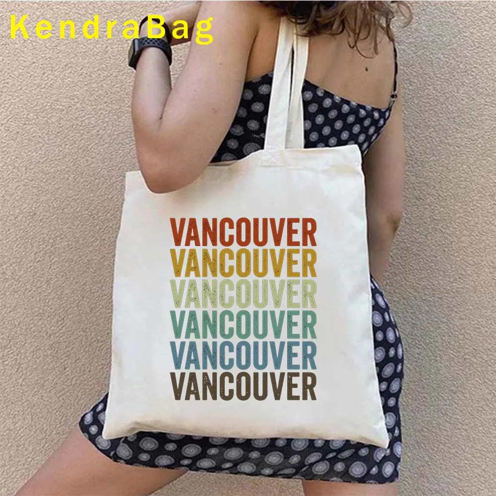 Canadian Tourist Gift Montreal Vancouver Toronto City Landscape Quebec Skyline Canvas Totes Bag Cotton Handbags
