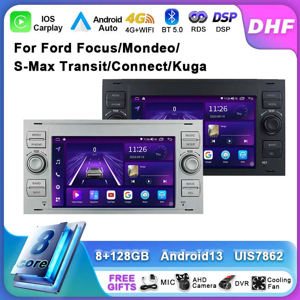 ANDROID autoradio navigatore per Ford Focus Mondeo S-Max C-Max Galaxy Transit Fiesta Fusion Kuga CarPlay Android Auto GPS USB WI-FI Bluetooth 4G LTE - | Autoradio e Accessori