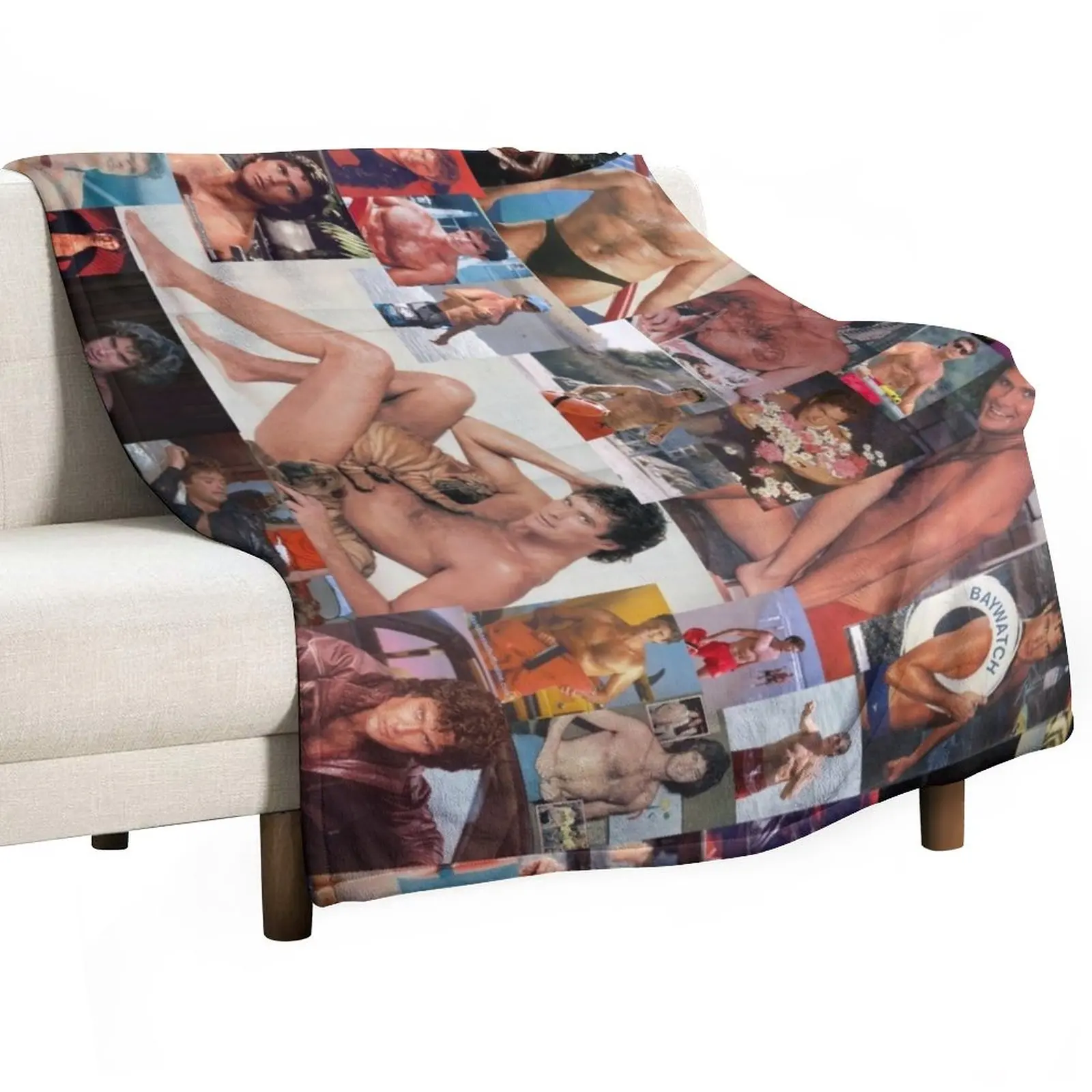 

Hoff Chest Collage Throw Blanket Vintage Blanket Blanket Fluffy cosplay anime Bed Fashionable Blanket