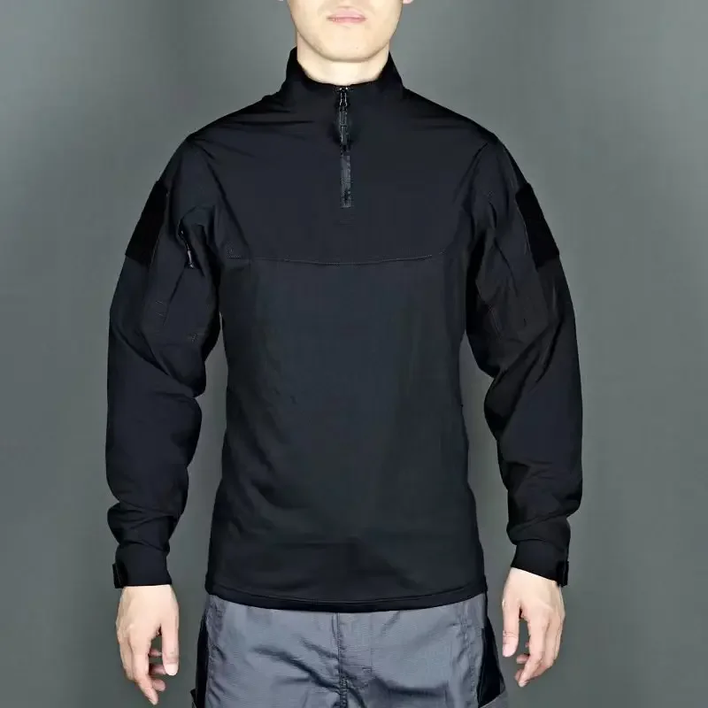 New Training Shirts 1/4 Zipper Ripstops T-shirts Mens T-shirts Ultra-Light Breathable Outdoor Hiking Tees Tops Pullover Workout