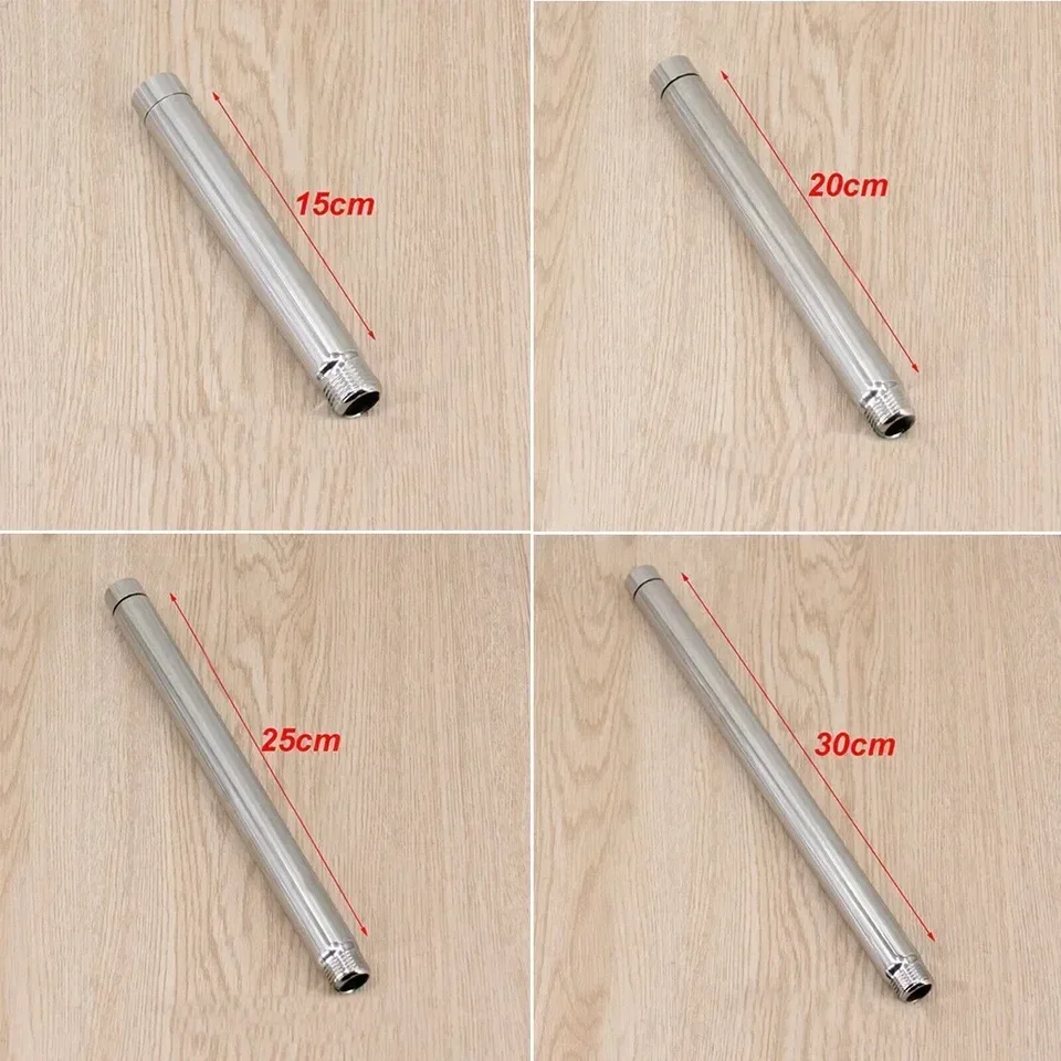 Braccio Doccia A Muro In Acciaio Inox Cromato - Prolunga Per Soffione, Accessorio Bagno - 2