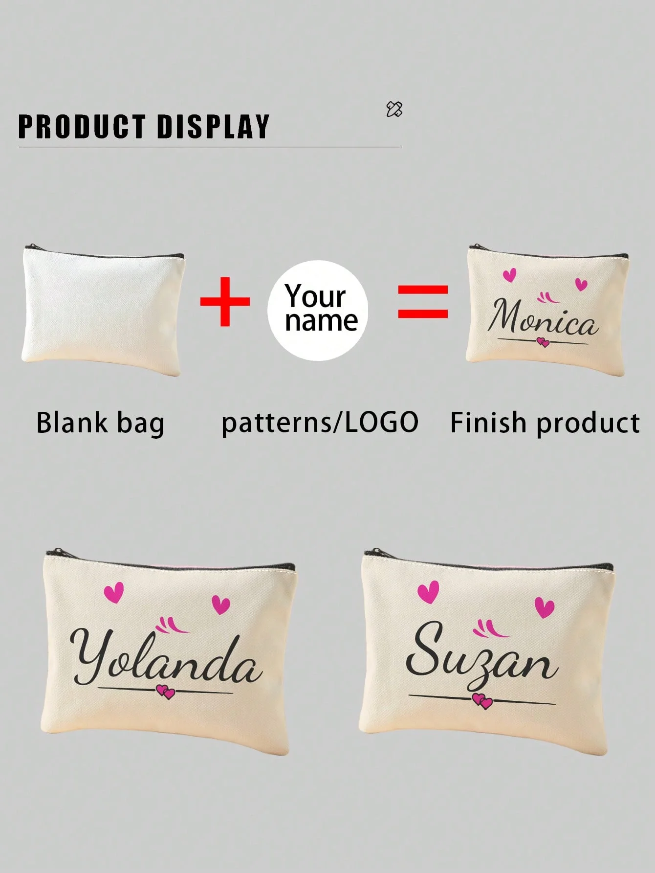 New women's makeup bag, customized photo makeup bag, zipper makeup bag, can be customized according to your unique design