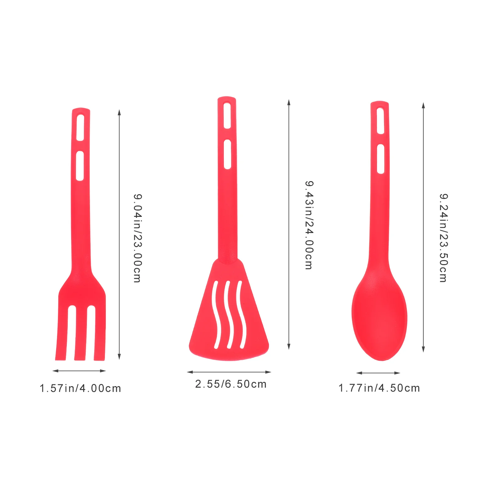 3Pcs Nonstick Cooking Utensils Set Kitchen Tool Red Spoon Spatula Saucepan Fork Turner Cookware Set Dining Bar