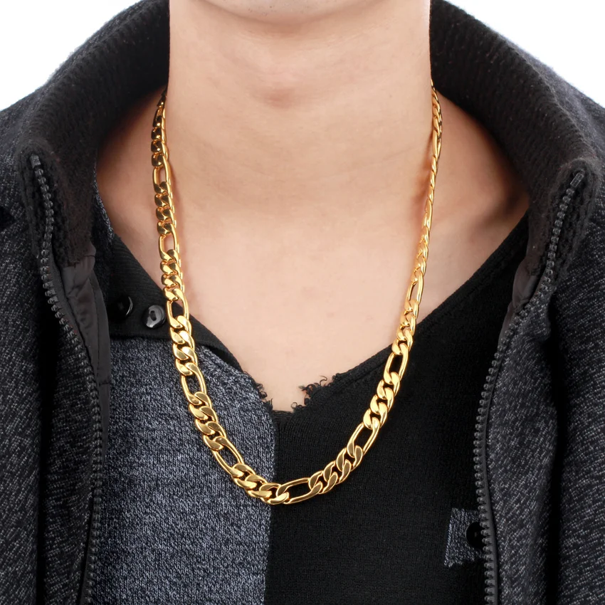 Mens Trendy Punk Yellow Gold Color 10mm 