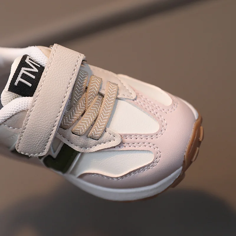 Children's Spring New Leather Upper Sneakers Kids Non-Slip Casual Shoes Boys Girls Soft Sole Students Tennis Toddler Sport Shoes