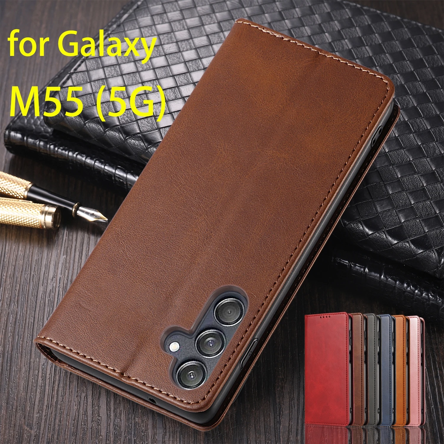 

Кожаный чехол для Samsung Galaxy M55 (5G), чехол-кобура с отделением для карт 6,7 дюйма, магнитный Привлекательный чехол, кошелек, флип-чехол, чехлы, оболочка