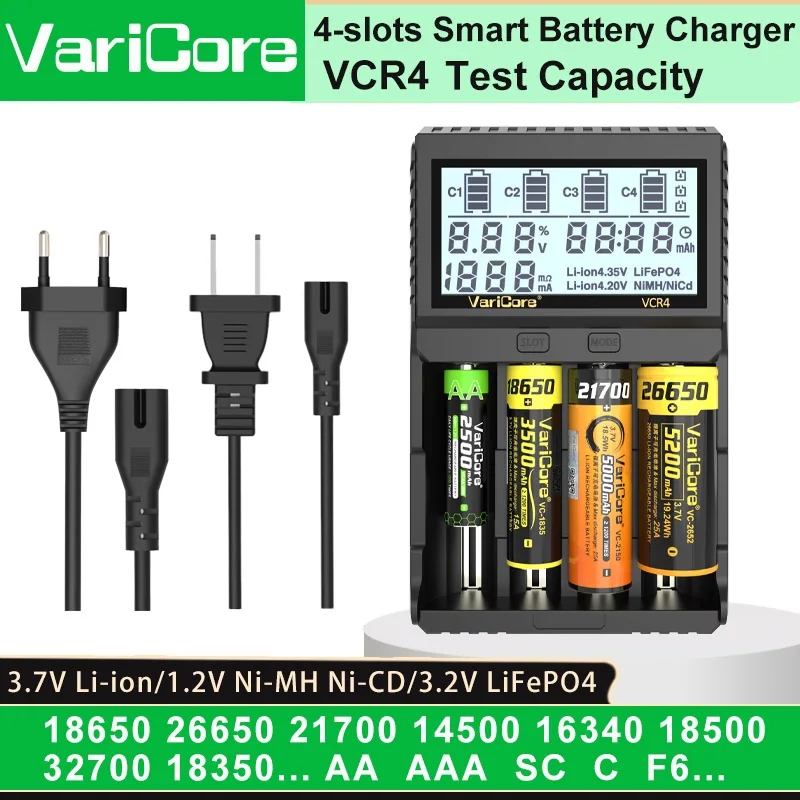 Smart Battery Charger with Test Capacity for Various Rechargeable Batteries