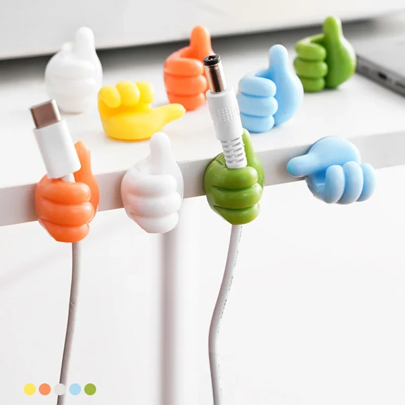 Cable Protector USB Organizer Desk Set Thumb Hook Cable Clip Adhesive Silicone Organizer Cables Support 10pcs