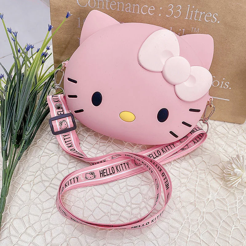 Cute Hello Kitty messenger bag student girl mobile phone bag Korean version  of the Western style small round bag