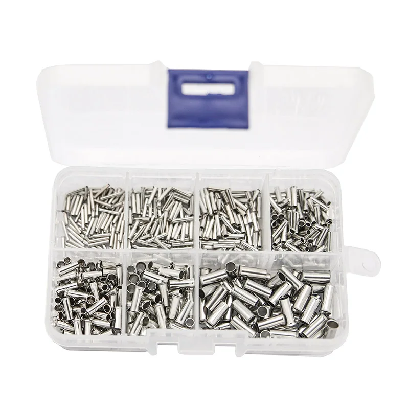 Wire Connector Terminals 600Pcs 0.5-6.0mm2 Uninsulated Copper Terminal Bootlace Ferrules Cord End Electrical Cable Crimp