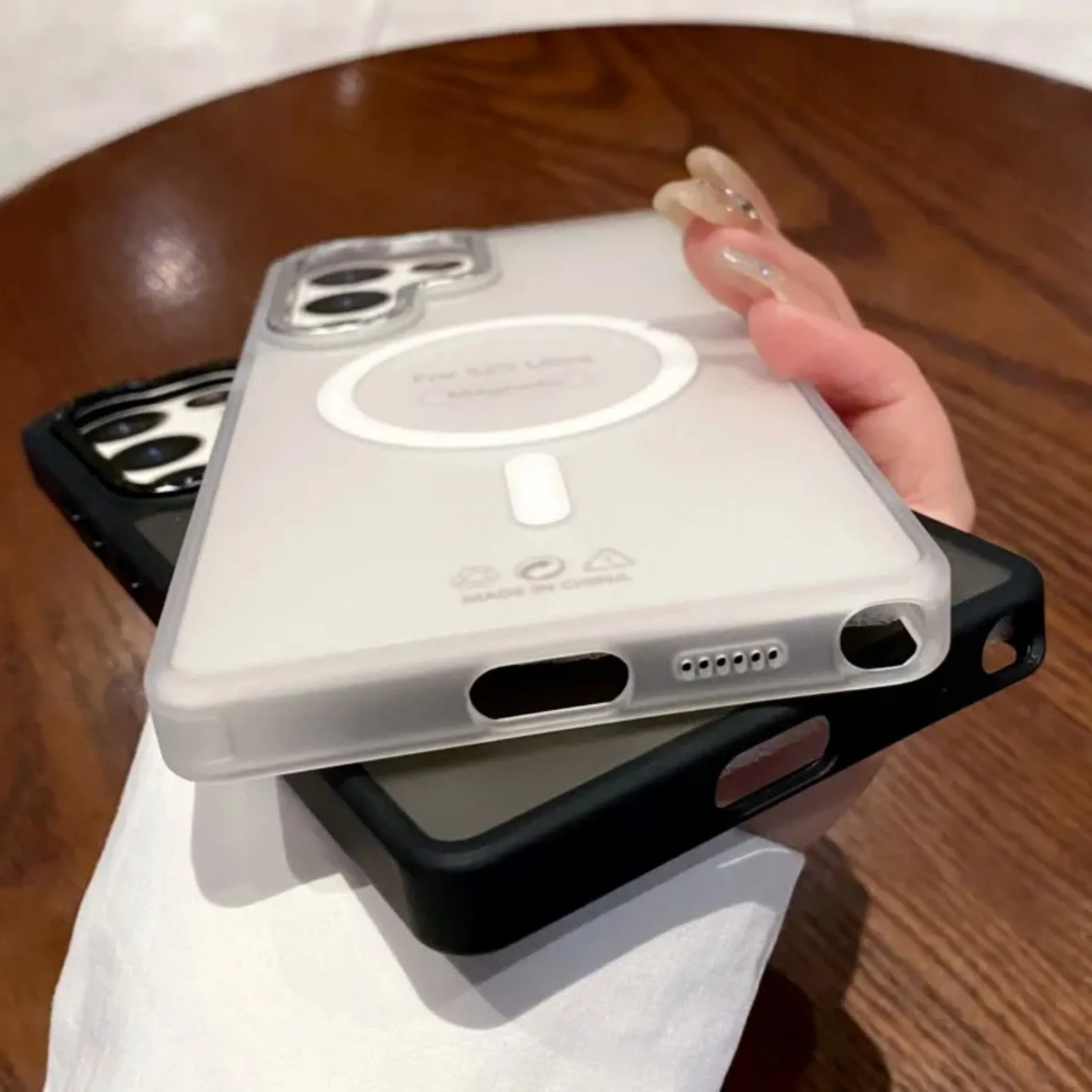 Luxury Matte Clear Magnetic Wireless Charging Shockproof Bumper Cover