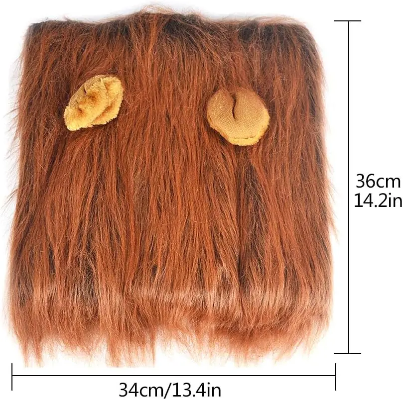 Lion Mane Costume Adjustable Pet Wig with Ears dog costume set for Medium and Large Dog for Halloween