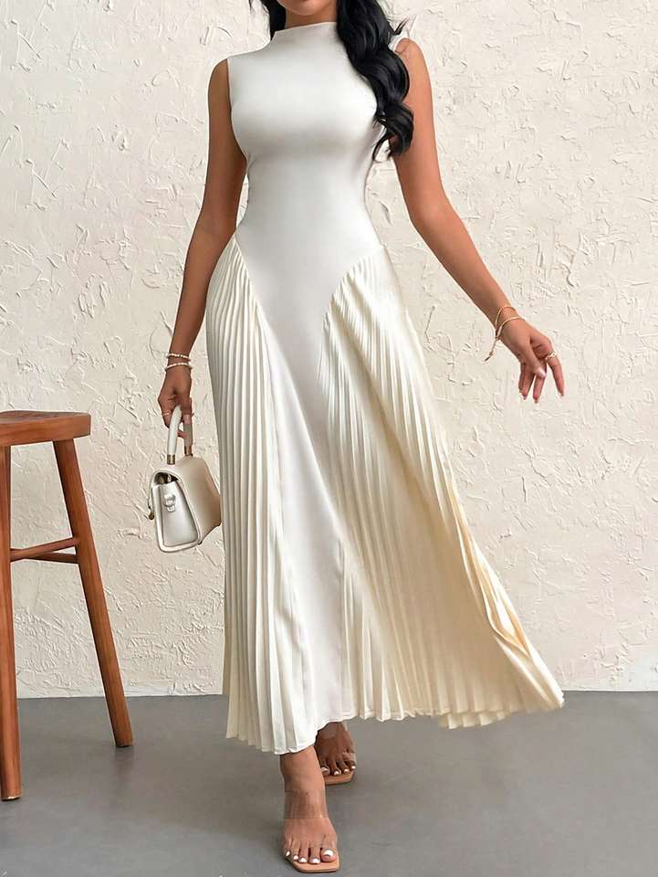 2025 New women's pleated sheath A-line dress elegant