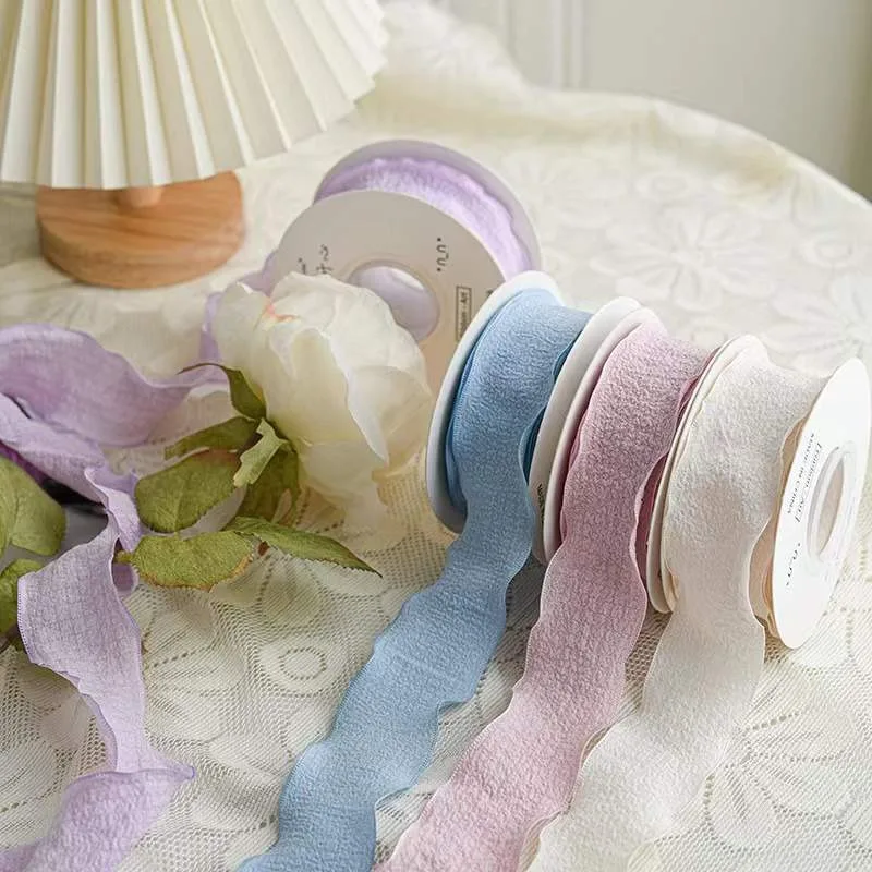 Candy Color Wavy Edge Yarn Ribbon for Gift Wrapping & DIY Crafts - 10 Yards