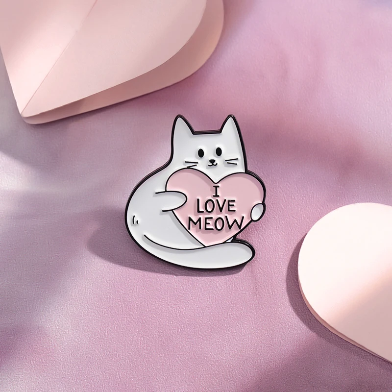 I Love Meow Esmalte Pins, Eu Não Trago Bad Luck Cat, Óculos De Sol Emblema, Mochila Jóias Kawaii Rosa, Presente para Amigos, Atacado