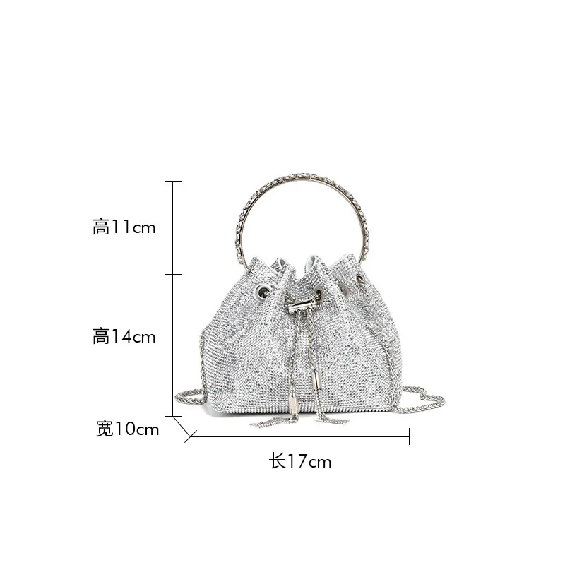 

Dinner bag Superior sense fringe women fashion Hand bag full diamond crossbody bucket bag