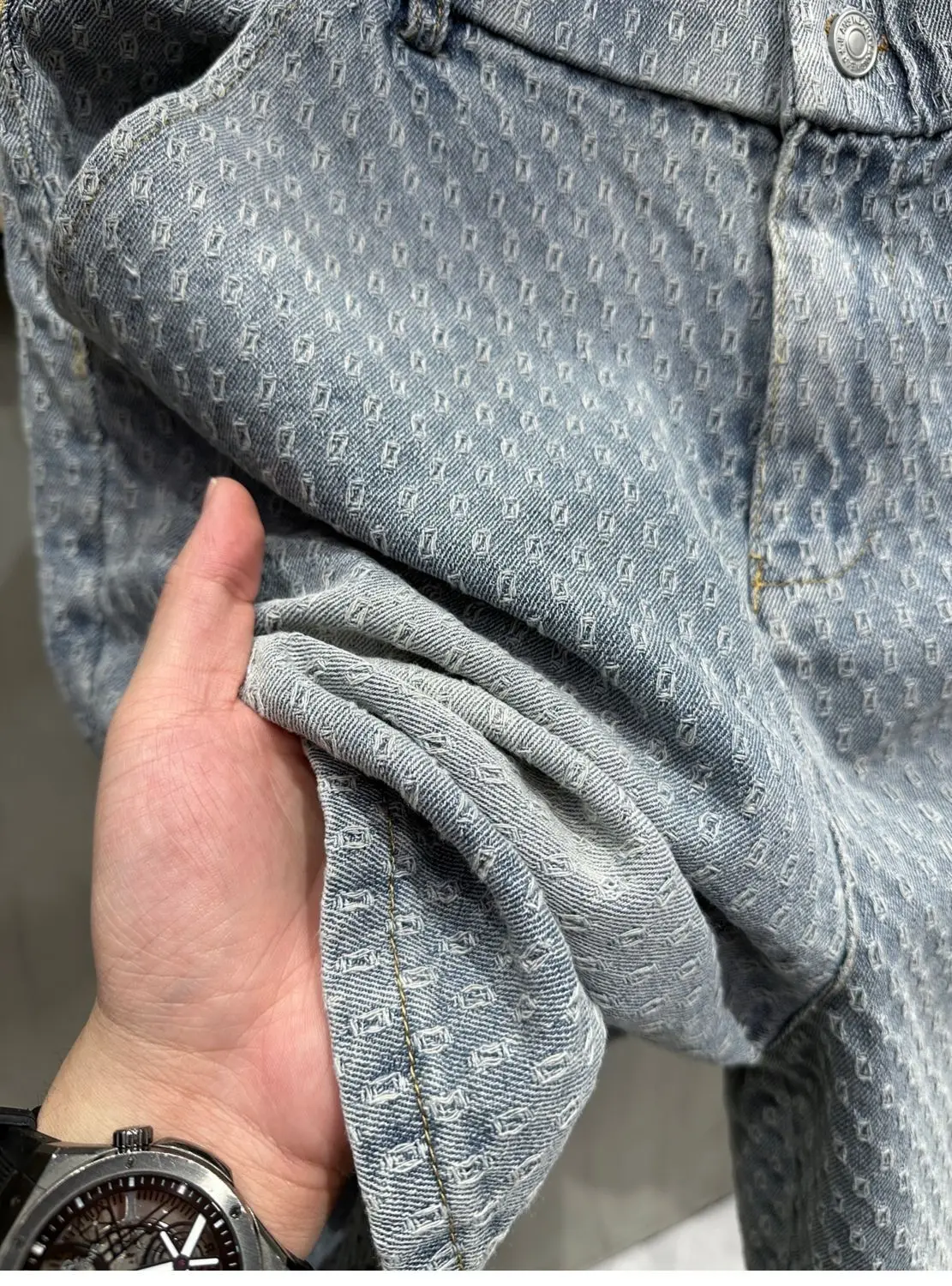 Men's Denim Shorts - Retro Jacquard Washed Casual Summer Five-Minute Pants