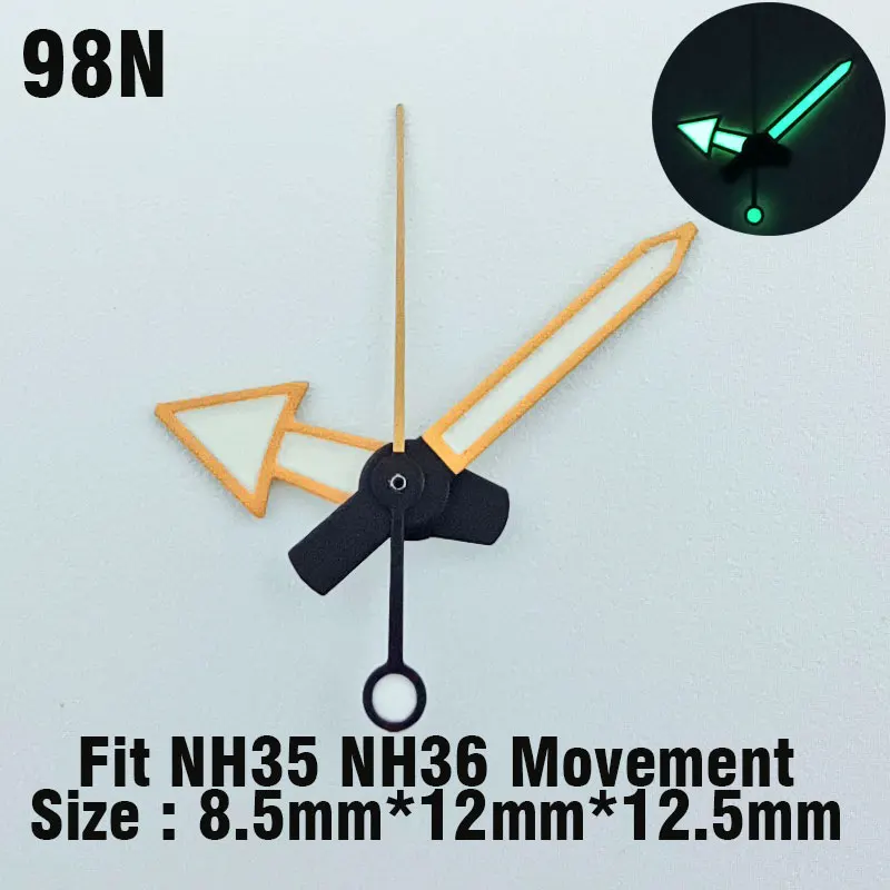 시계 바늘 녹색 발광 포인터 부품, NH34 NH35 NH36 NH70 4R35 4R36 7S 에 적합, 자동 무브먼트 교체 액세서리