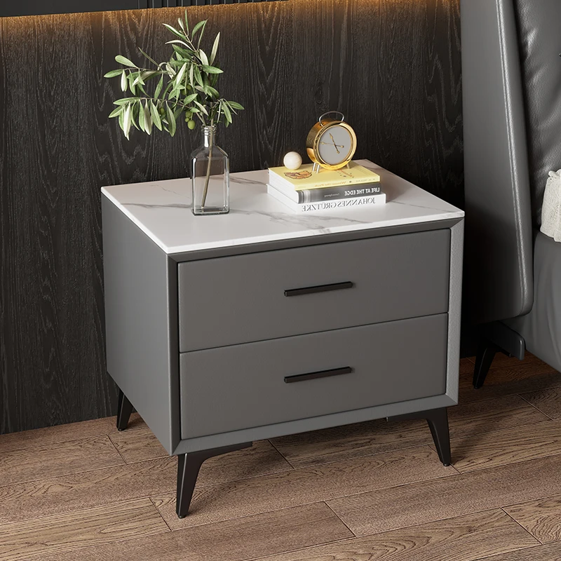 

Minimalist Luxury Nightstands Italian Gray Vintage Narrow Side Table Simple Center Makeup Low Table De Chevet Bedroom Furniture