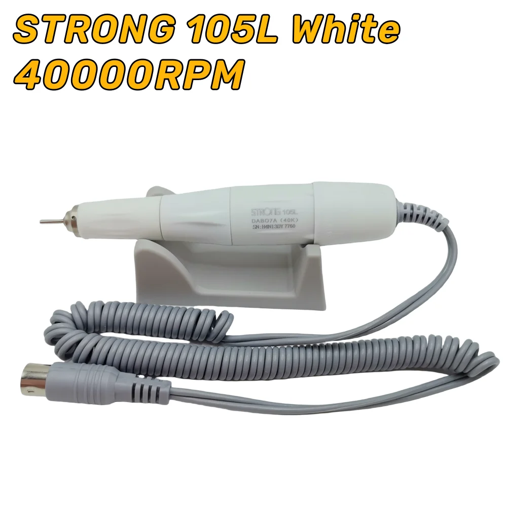 Nail Drill Pen 40K 105L White Micromotor Polishing Handpiece for STRONG 210 90 204 207B Dental Electric Manicure Machine Handle Nail Drill Bits Electric Nail Drill Electric Nail Polisher