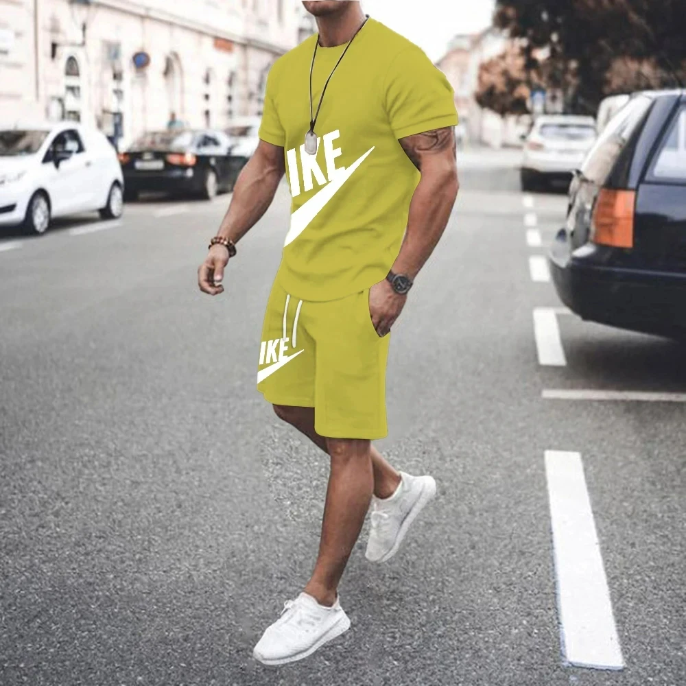Conjunto de ropa deportiva para correr para hombre, camiseta transpirable de secado rápido y pantalones cortos, talla 5XL, veran