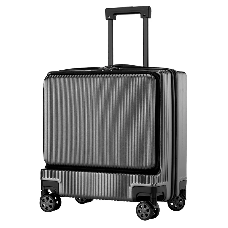 Business side open suitcase 18-inch boarding case front open trolley case multi-function suitcase password Laptop luggage