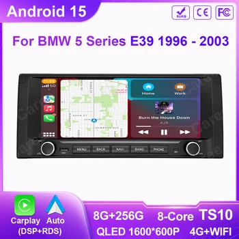 Autoradio Android Auto da 10,25 pollici con GPS e navigazione per BMW Serie 5 E39 1996-2003, lettore multimediale video 4G WIFI 2 Din DVD